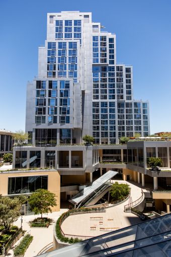 The Conrad Los Angeles, a 28-story hotel tower, offering 305 luxury hotel rooms, is the first Conrad in California, the luxury brand of the Hilton Hotels chain.