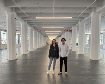 Richard Hurley and Morgan Patterson in Highline Commerce's Industry City space.