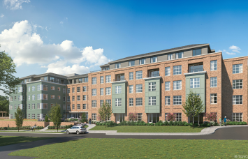 A rendering apartment community planned for 19-35 River Street in Winchester, Mass. 