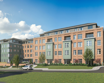 A rendering apartment community planned for 19-35 River Street in Winchester, Mass. 