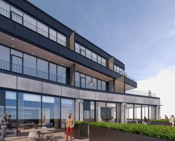A rendering of 160 Water Street's 28th Floor Terrace