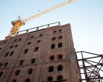 The Domino Sugar Refinery redevelopment under construction in August. Work is supposed to wrap next year.