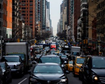 Traffic moves on 2nd Avenue in the morning hours on March 15, 2019 in New York City.