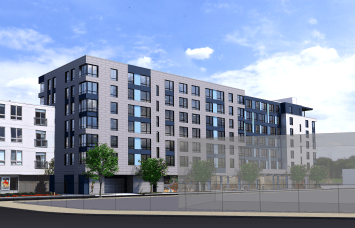 A rendering for Jones Street Investment Partners' 149-unit apartment project at 35 Braintree Street in Boston's Allston neighborhood.  