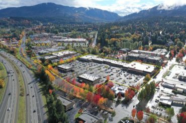 An aerial view of Town & Country Square, a 16-acre retail center in Issaquah, Wash. near Seattle. 