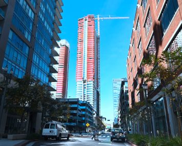 Construction stalled at the unfinished Oceanwide Plaza in Los Angeles.