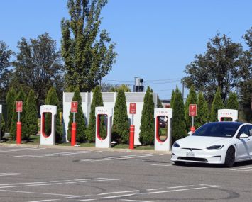 Electric vehicle charging stations like this one at a mall in Garden City, Long Island may soon proliferate across New York state, thanks to a dose of federal infrastructure funding.