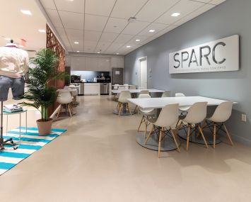 The new 11 Penn Plaza offices blend showroom space with conventional workspaces.