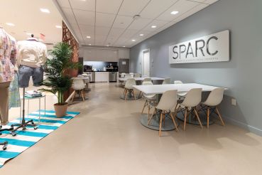 The new 11 Penn Plaza offices blend showroom space with conventional workspaces.  