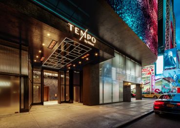 Renderings of Tempo by Hilton in Times Square.