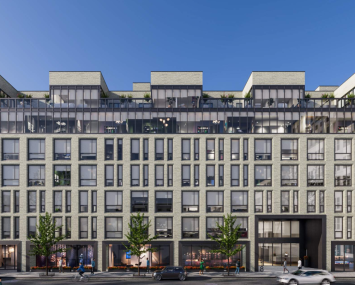 A rendering forChess Builders' planned multifamily project at 218 Front Street in Brooklyn. 