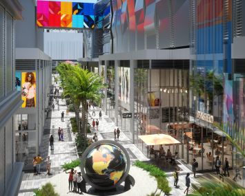 Miami Worldcenter’s pedestrian promenade.