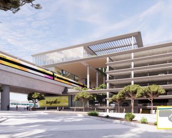 A rendering of the Rancho Cucamonga Station.