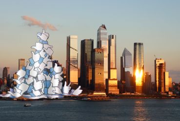 Illustration of Facebook likes and Hudson Yards