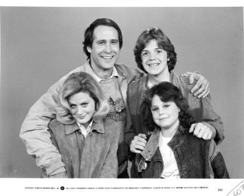 Actors Chevy Chase and Jason Lively with actresses Beverly D'Angelo and Dana Hill on set of the Warner Bros. movie National Lampoon's "European Vacation" in 1985. (Photo by Michael Ochs Archives/Getty Images)