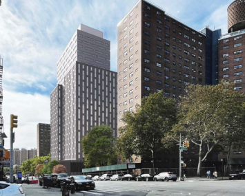 a rendering for Grid Group's mixed-use development planned for 1440 Amsterdam Avenue in West Harlem. 