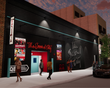 A rendering of Second City's new location at 64 North Ninth Street in Williamsburg, Brooklyn.