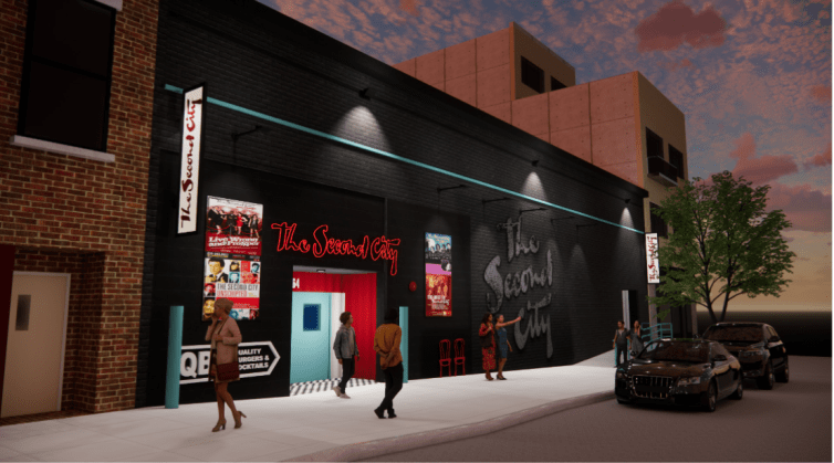 A rendering of Second City's new location at 64 North Ninth Street in Williamsburg, Brooklyn.