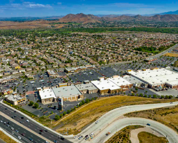 The shopping center was built in 2007 on 27.8 acres at 6237 Pats Ranch Road in Jurupa Valley, at Interstate 15 and Limonite Avenue.