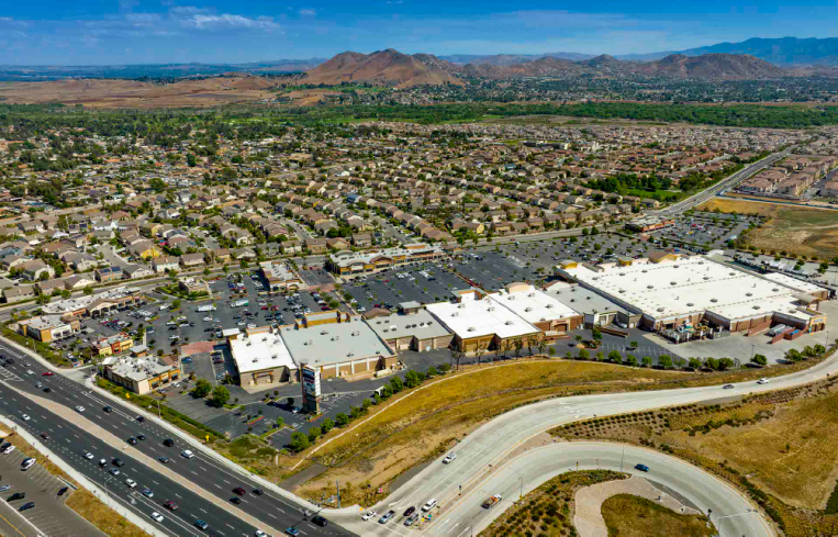 The shopping center was built in 2007 on 27.8 acres at 6237 Pats Ranch Road in Jurupa Valley, at Interstate 15 and Limonite Avenue.