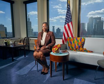 Alicka Ampry-Samuel, regional administrator for HUD, at her office at 26 Federal Plaza in Manhattan.