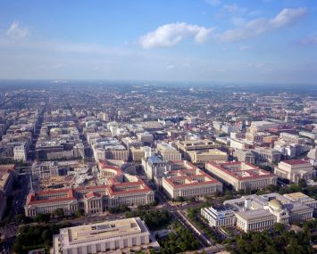 An aerial view of Washington D.C.