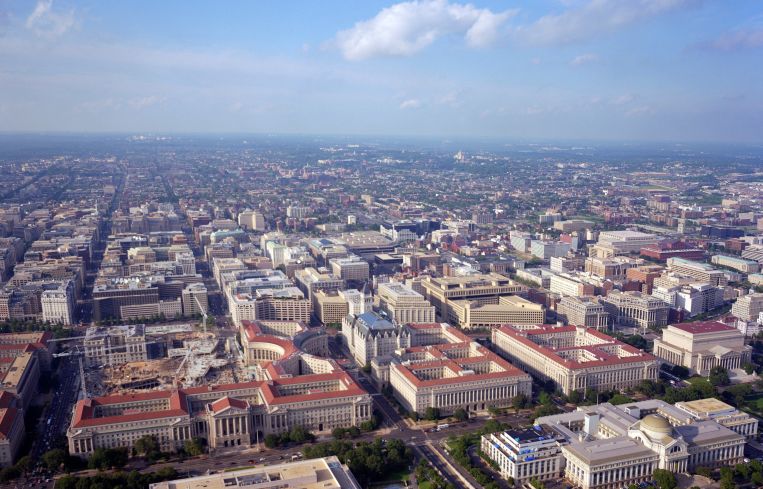 An aerial view of Washington D.C.