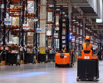 An Amazon logistics center.
