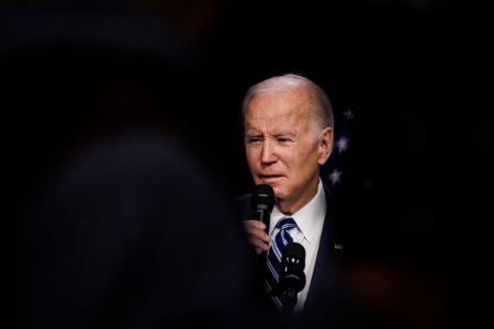 President Joe Biden speaks at the DNC after the midterm elections.