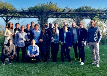 A Founders Forum gathering hosted by Procore in Santa Barbara, Calif. Riggs Kubiak, who had the idea for the gatherings, is at far right. 