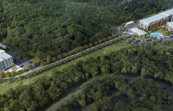 An aerial rendering for the planned Seacoast Residences project in  Kitterly, Maine scheduled to open in early 2024. 