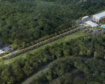 An aerial rendering for the planned Seacoast Residences project in  Kitterly, Maine scheduled to open in early 2024. 