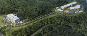 An aerial rendering for the planned Seacoast Residences project in  Kitterly, Maine scheduled to open in early 2024. 