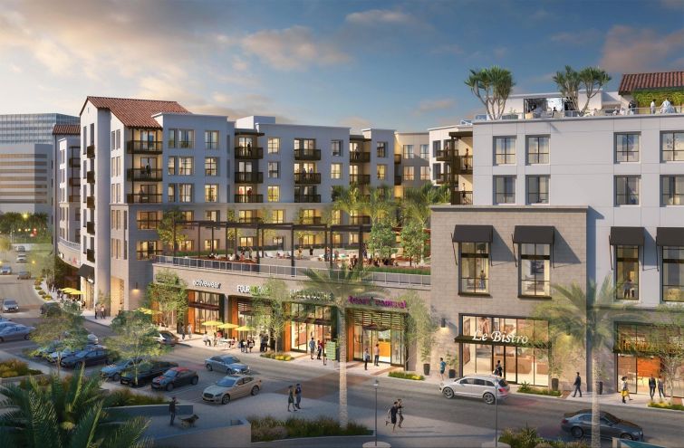 The plan calls for a five-story building with 300 residential units and 25,000 square feet of ground-floor retail and restaurant space.