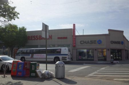 The single-story retail building at 1100 Kings Highway.