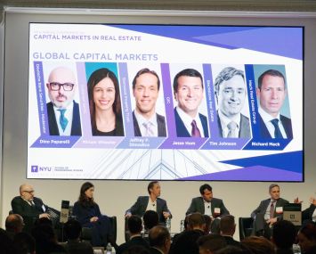 Panelists at the NYU Schack conference’s global capital markets panel held at the Pierre Hotel in Manhattan.