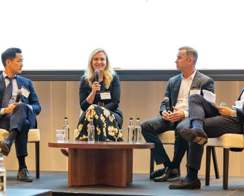 From left, Jimmy Yung of Blackstone, Abbe Franchot Borok of BentallGreenOak, Kyle Jeffers of Acore Capital, and moderator Darwin Huang of Kasowitz Benson Torres.