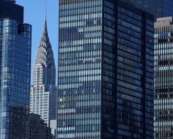 The Chrysler Building, an Art Deco skyscraper on the East Side of Manhattan in New York City is seen from Roosevelt Island on December 4, 2022.