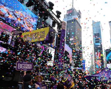 Times Square 2023 confetti test.