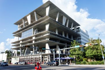 The exterior of the 1111 Lincoln Road, parking garage. 