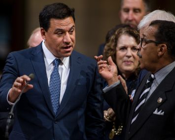 Former Los Angeles City Councilman Jose Huizar, left, agreed to plead guilty to racketeering and tax evasion.