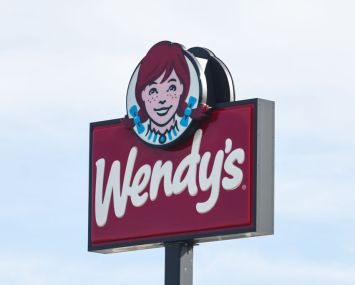 Wendy's logo is seen near the restaurant in Streator, United States on Oct. 15, 2022.
