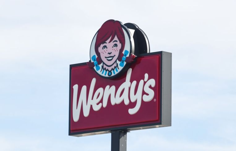 Wendy's logo is seen near the restaurant in Streator, United States on Oct. 15, 2022.