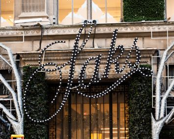 NEW YORK, NEW YORK - NOVEMBER 23: A view of light decorations outside Saks Fifth Avenue on November 23, 2020 in New York City. (Photo by Noam Galai/Getty Images)