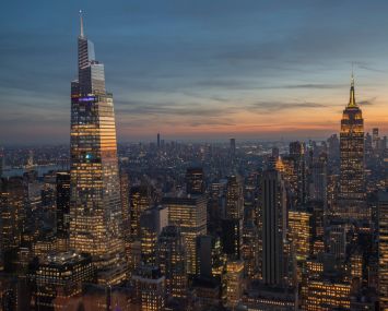 The Manhattan skyline including One Vanderbilt, the second tallest office building in New York City, The Empire State Building and One World Trade Centre.