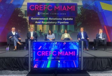 Panelists at the CREFC panel entitled “Government Relations Update and Regulatory Pipeline” at the Loews Miami Beach Hotel. 