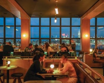 The inside of the Wythe hotel.