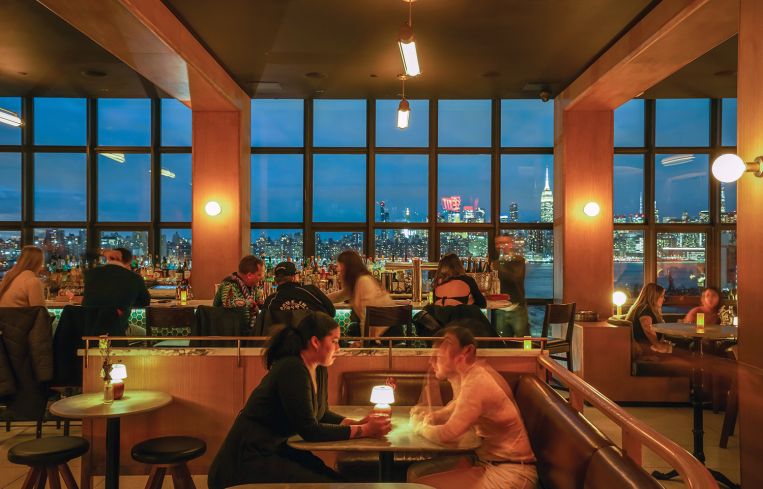 The inside of the Wythe hotel.