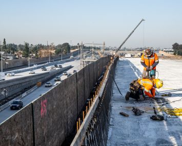 Concrete-based construction in California in December 2022. The building material is one of the biggest polluters.