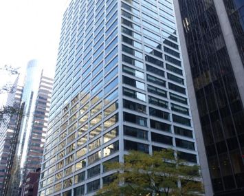 The exterior of the office tower at 88 Pine Street.